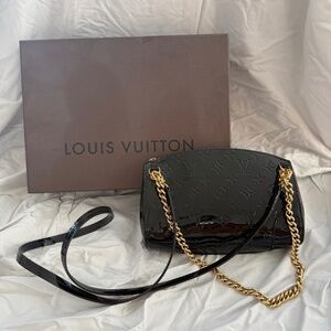 Louis Vuitton Black Shiny Leather Convertible Small Bag